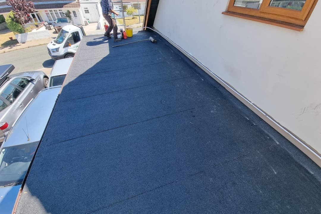 Felt roof after installation