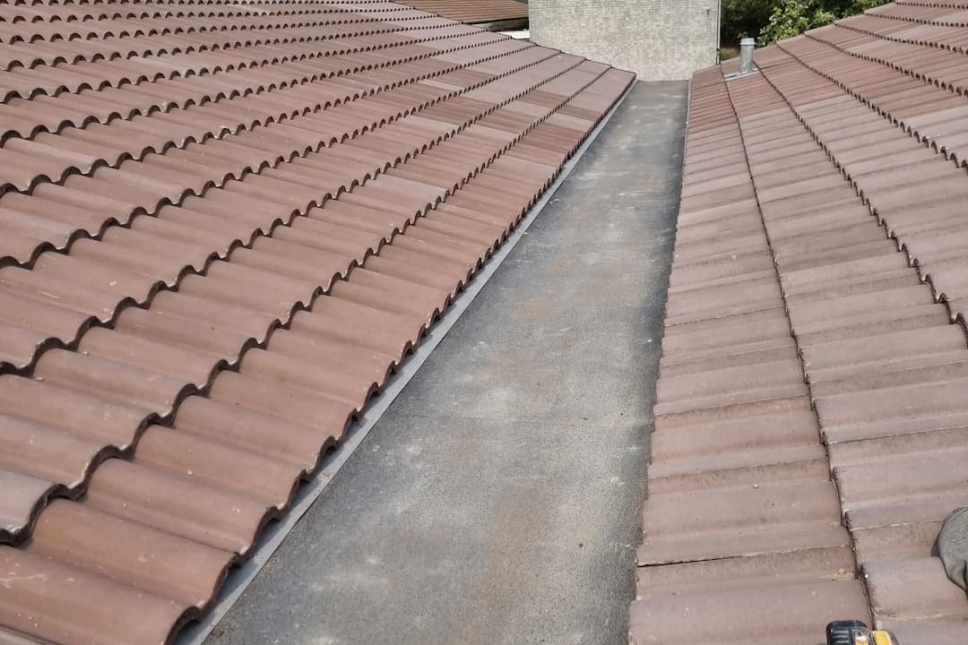 Pitched roof after re-roofing